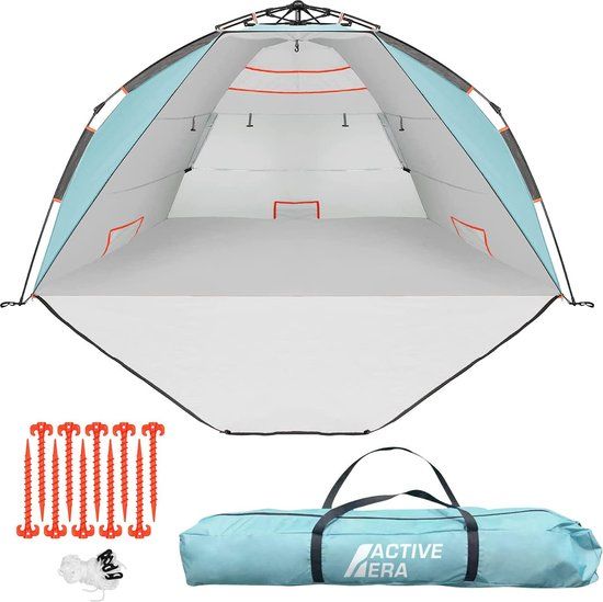Active Era Luxe strandtent met UV-bescherming (UPF 50+) - XXL strandtent, waterdichte tent, Easy Pitch opbouw met compacte verpakking - ideale windbescherming voor op het strand, tijdens en na het kamperen