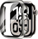 Strap-it Hard case hoesje met screenprotector glas - geschikt voor Apple Watch Series 10/11 - 46mm (titanium leisteen)