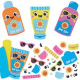 Baker Ross VC172 Zonnebrandcrème Mix & Match-magneetsets - Set van 8, schuimrubberen koelkastmagneten in de vorm van zonnebrandcrème