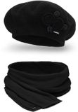 Vivisence Dames Winter Baret En Sjaal Set - Zwarte Wolmix