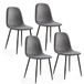 Mondeer Eetkamerstoelen, set van 4, fluwelen keukenstoelen met metalen poten en stoffen gestoffeerde zitting, modern voor eetkamer woonkamer, grijs
