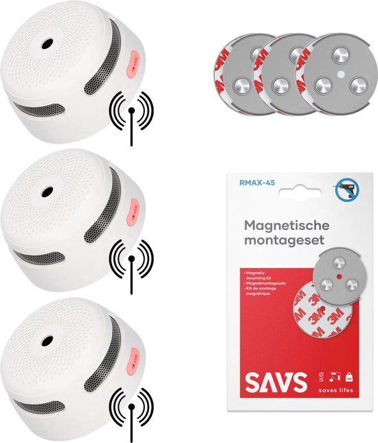 X-Sense XS01-W - 3-Pack Draadloos Koppelbare Rookmelders - 10 Jaar Batterij - Met Magneet Montage