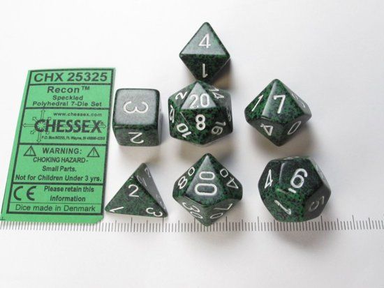Chessex Speckled Recon Dice Set - 7 Polyhedral Dice - White/Green