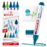 edding 4500 textielmarker - zwart, 3x blauw, groen - 5 stuks