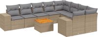 vidaXL 10-delige Loungeset met Kussens, Poly Rattan, Beige