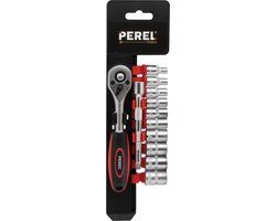 Toolland 1/4" ratelschroevendraaier met doppenset - 12 stuks