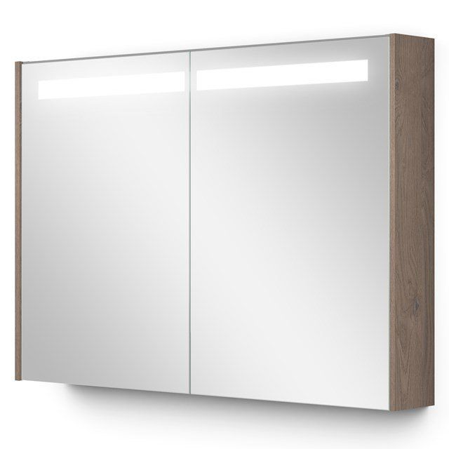 Maxaro Spiegelkast Met Verlichting Modulo 100x70cm Middenbruin Eiken