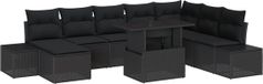 vidaXL Tuinbank Set 9-delig Zwart Polyrattan