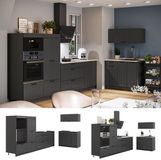 Vicco Keuken Fame-Line, Gris foncé/Anthracite, 380 cm sans plan de travail
