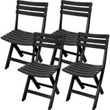 Merkloos Klapstoel binnen/buiten - 2 stuks - antraciet - 42 x 80 cm - stevig kunststof
