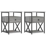 VidaXL Nachtkastjes 2 stuks 40x42x55 cm bewerkt hout grijs sonoma eiken