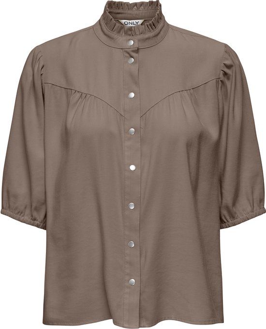 ONLY - ONLARIS LIFE 2/4 FRILL SHIRT WVN CC - Dames - Blouses - Maat S - Grijs