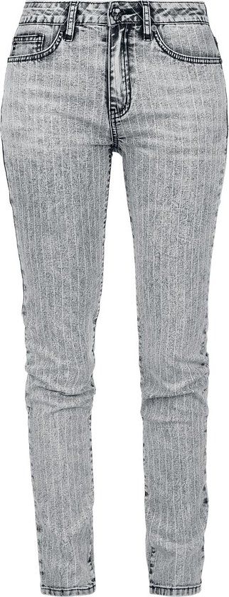 Rock Rebel by EMP Licht gestreepte jeans met een wassing en doodshoofddetails - Dames - W30L32