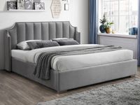 Vente-unique Bed met opbergruimte fluweel lichtgrijs 180 x 200 cm