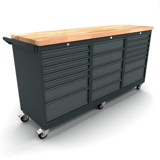 BULLRAM werkbank mobiel 2 x 7 en 1 x 5 ladekast