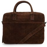 Manfield - 18 inch donkerbruine suède laptoptas