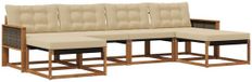 vidaXL - Salon d'angle - 6 places assises - Naturel et beige - Acacia bois