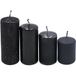 Adventskranskaarsen Set van 4 pilaarkaarsen met schaalverdeling voor adventskrans, zwart, 4 maten, hoogte 5-10 cm, diameter 4 cm, 250 g, brandduur 4 x 10 uur, ongeparfumeerd