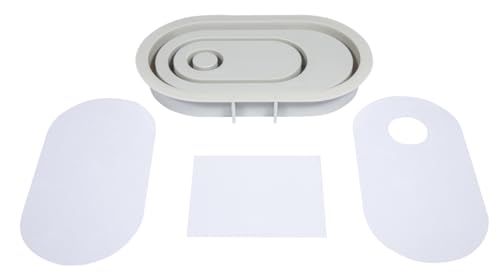 Rayher Siliconen gietvorm kandelaar ovaal, 18,5 x 10,3 cm, hoogte 2,5 cm, inclusief 3x5 sjablonen, voor het uitgieten met creatief beton, raysin-gietpoeder, 36165000
