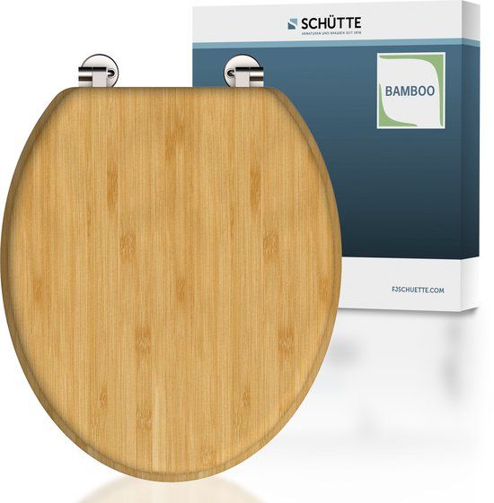 SCHÜTTE WC-Bril 81001 NATURAL BAMBOO - Massief Bamboe - Verchroomde Scharnieren - Bruin