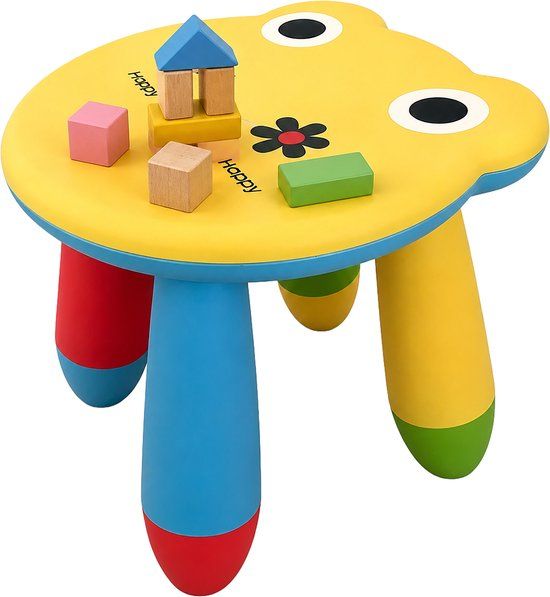 Relaxdays Kinderkrukje - Kikker - 26 cm - Geel/Blauw/Rood