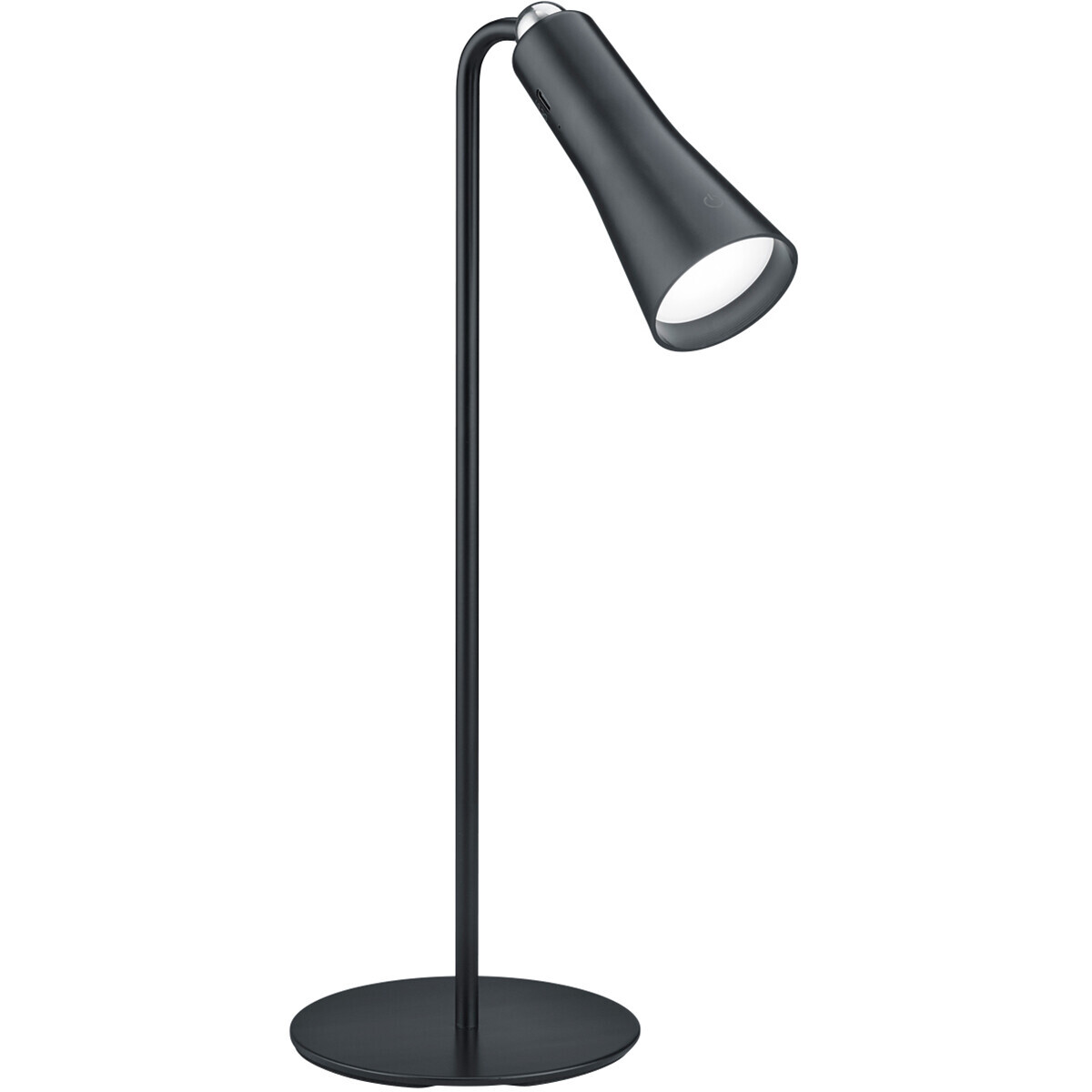 BES LED LED Bureaulamp - Trion Moxi - 2W - Warm Wit 3000K - Oplaadbaar - Rond - Mat Zwart - Aluminium