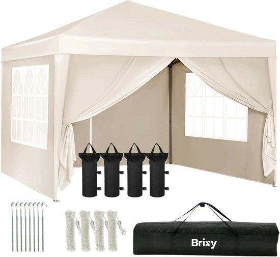 Brixy Partytent - Easy Up - 3x3m - Waterdicht - Creme