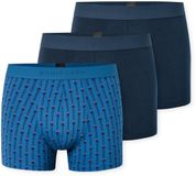 Schiesser 95/5 Heren Short 3-Pack Blauw Gemeleerd Katoen/Elastaan