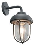 WatioWave Wandlamp aluminium antraciet Duero E27 IP44