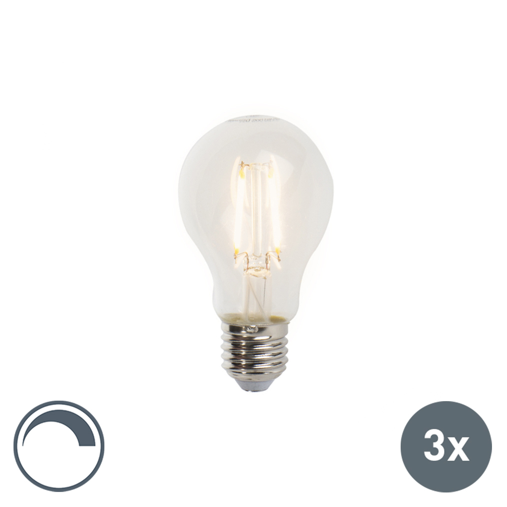 LUEDD Set van 3 E27 dimbare LED filament lampen A60 5W 470lm 2700K