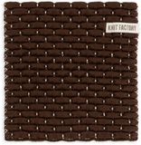 Knit Factory Gebreide Onderzetter Block - Pannenonderzetter - Hittebestendig - Onderlegger pannen - Tafel onderzetter - Opvouwbaar - Ecru/Chocolate - 20x20 cm - 1 stuk verpakt