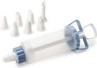 Ibili IB-744500 gebakdecoratiespuit met 8 mondstukken, blauw, doorschijnend, wit