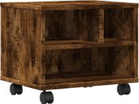 vidaXL Printerkastje met wielen 41x32x34,5 cm gerookt eikenkleurig