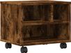 vidaXL Printerkastje met wielen 41x32x34,5 cm gerookt eikenkleurig