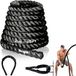 Yes4All Battle Rope 9 m/12 m/15 m lengte, 38 mm/50 mm diameter Poly Dacron Battle Oefeningstouw met beschermhoes - stalen anker en riem inbegrepen