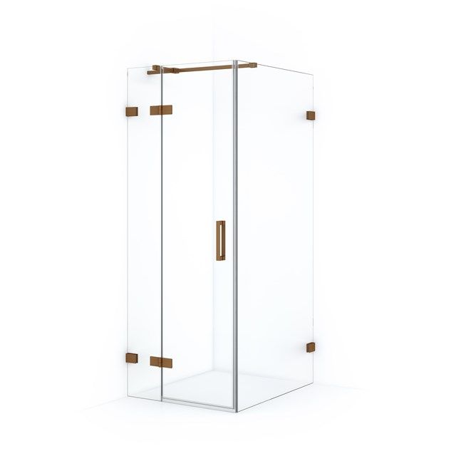Maxaro Douchecabine Diamond 90x80cm 8mm Helder Veiligheidsglas Koper met Draaideur