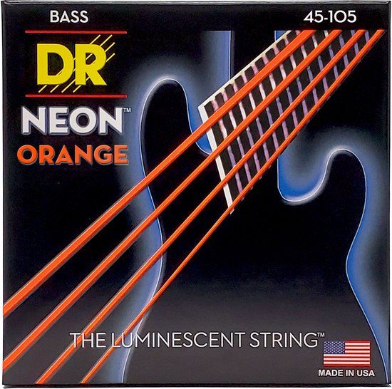 DR Strings NOB-45 Hi-Def Neon Orange 4-String Bass Guitar Strings - 45-105