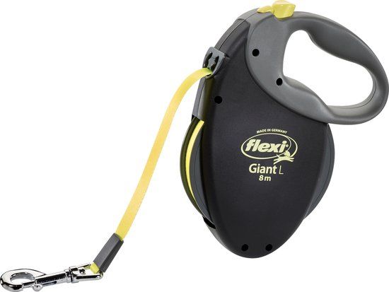 Flexi Giant Tape - Hondenriem - Zwart Geel - L - 8 meter - Grote Honden
