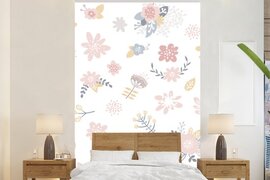 Nr1Wallpaper Behang - Fotobehang Kinderillustratie met een bloemenpatroon - Breedte 200 cm x hoogte 300 cm