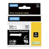 DYMO Rhino Industrie Permanente polyester etiketten | 9 mm x 5,5 m | zwart op transparant