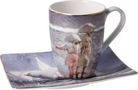 Goebel - Joaquin Sorolla | Kop en schotel Zusters op het strand | Porselein - 19cm - 350ml - met echt goud