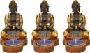 Merkloos 3x stuks indische boeddha theelichthouders goud/zwart 12 cm