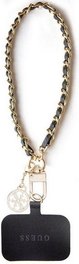 Guess 4G Universele Hand Strap Saffiano Chain met 4G Charm - Zwart
