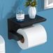 Uniqoos® Porte-rouleau de papier toilette en acier inoxydable 304, noir, brillant, avec ruban adhésif 3M ou montage à vis, sans perçage, dimensions : 13,5 x 10 x 10 cm
