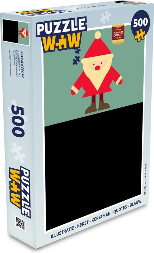 MuchoWow Puzzel Illustratie - Kerst - Kerstman - Quotes - Blauw - Vintage - Legpuzzel - Puzzel 500 stukjes - Kerst - Cadeau - Kerstcadeau voor mannen, vrouwen en kinderen - Sinterklaas cadeautjes - Sinterklaas voor grote kinderen