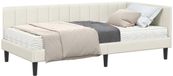 vidaXL Hoekbedframe met Matras en Hoofdeinde, 2-persoons, Crème Fluweel