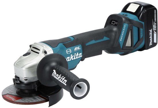 Makita DGA517RTJ 18V Accu Haakse Slijper Set - 2x 5.0Ah Accu - 125mm - Koolborstelloos