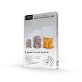 CASO Professionele stazakken set/vacuümzakken met standaard, ideaal voor het vacueren van vloeistoffen en volumineuze levensmiddelen, 25 stuks, 3 verschillende maten, ca. 150 µm, BPA-vrij