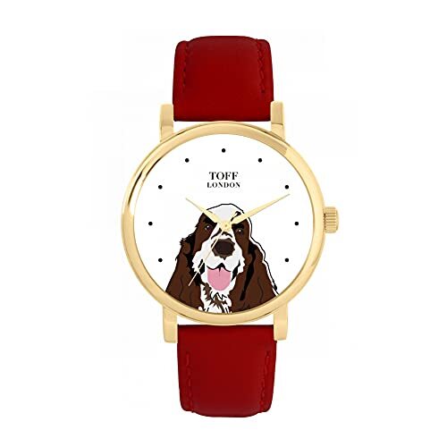 Toff London Bruin Wit Cocker Spaniel Hoofd Hondenhorloge