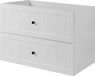 3xE living Meuble sous-vasque 80 cm, blanc/chêne noyer, pieds noirs, Gusto